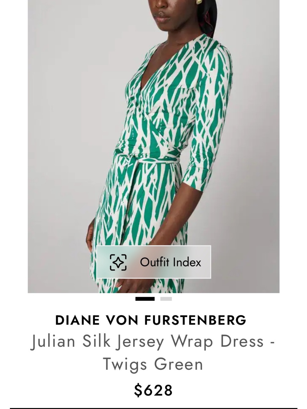 Diane Von Furstenberg Green and White Silk Jersey Wrap Dress